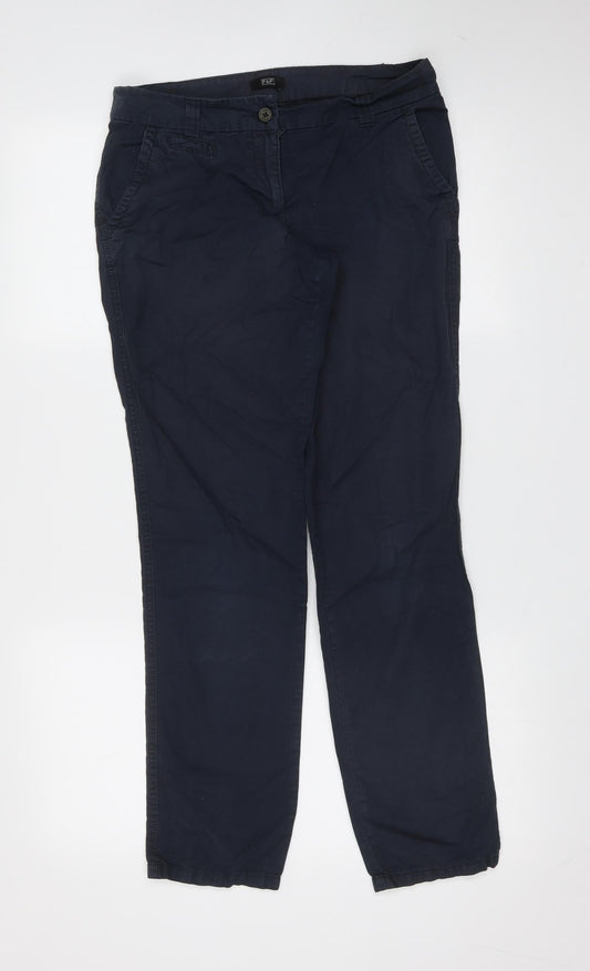 F&F Womens Blue  Cotton Trousers  Size 6 L29 in Regular Zip