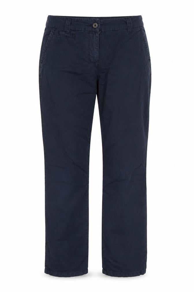 Front view of F&F women’s blue cotton trousers, size UK 6, 29-inch leg regular zip