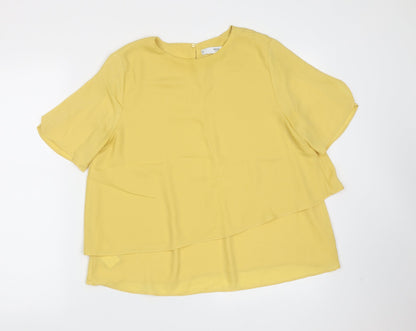 Womens UK Size M MNG Yellow Basic Blouse