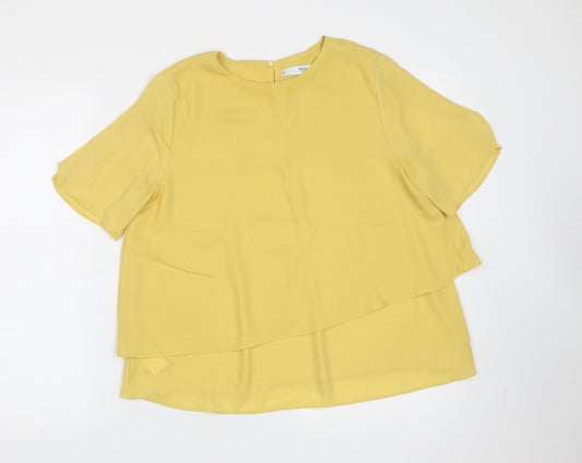 Womens UK Size M MNG Yellow Basic Blouse