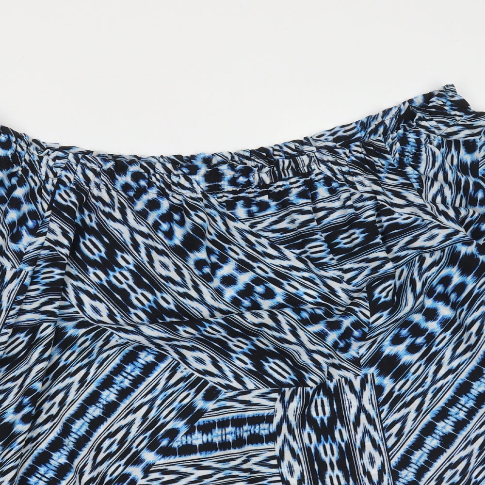 F&F Womens Blue Geometric Polyester Basic Blouse Size 12 Round Neck