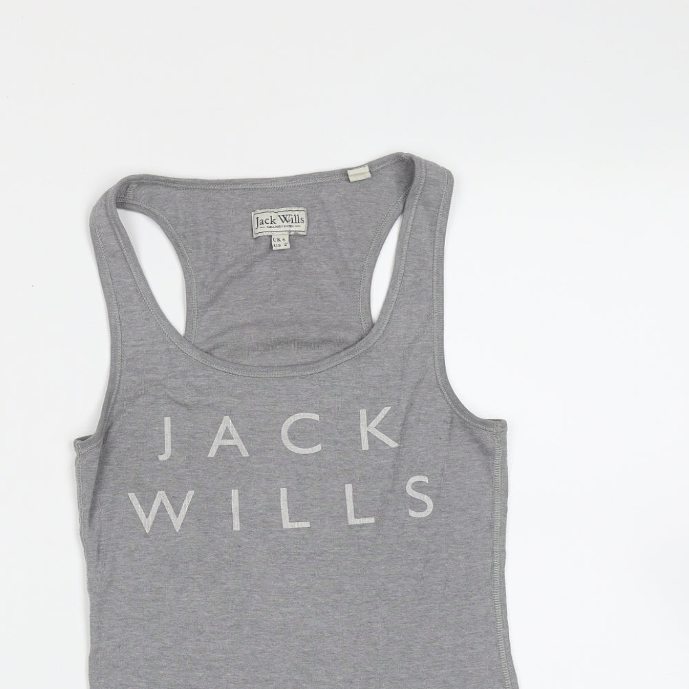 Womens UK Size 6 Jack Wills Grey Basic Tank