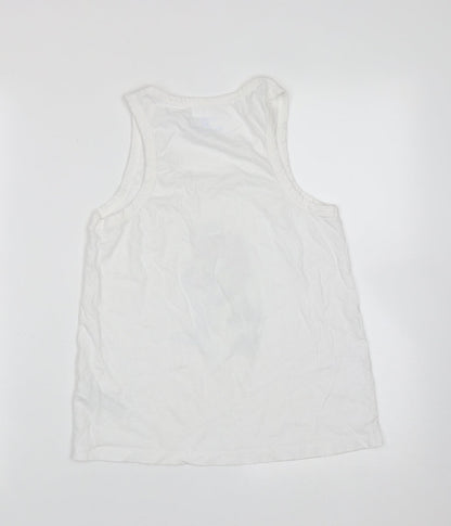 Primark Womens White  Cotton Basic Tank Size XS Round Neck - Dog, self care