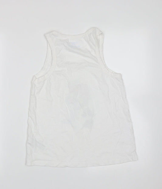 Primark Womens White  Cotton Basic Tank Size XS Round Neck - Dog, self care