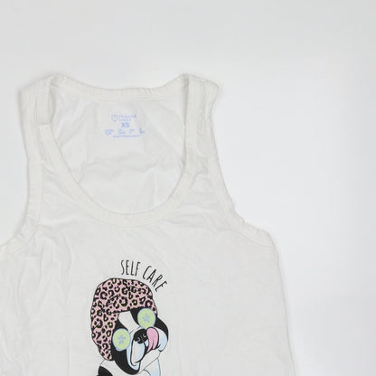 Primark Womens White  Cotton Basic Tank Size XS Round Neck - Dog, self care