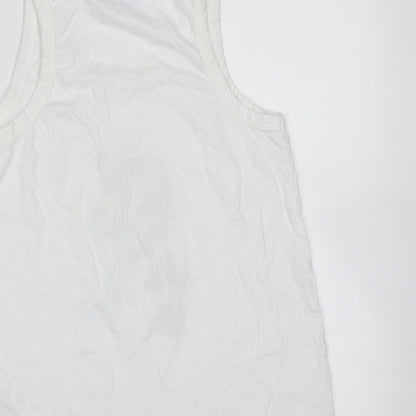 Primark Womens White  Cotton Basic Tank Size XS Round Neck - Dog, self care