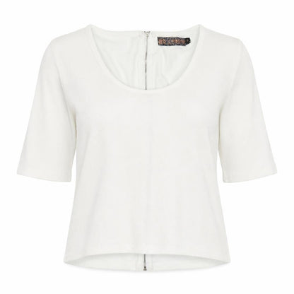 QED London Womens White  Cotton Basic T-Shirt Size L Round Neck