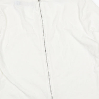 QED London Womens White  Cotton Basic T-Shirt Size L Round Neck