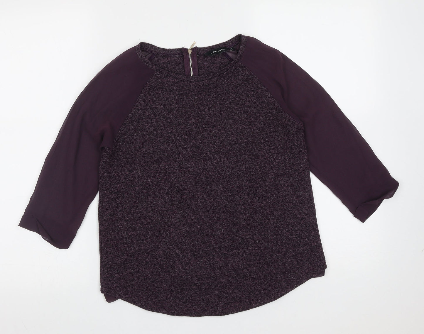 New Look Womens Purple Round Neck  Polyester Pullover Jumper Size 6