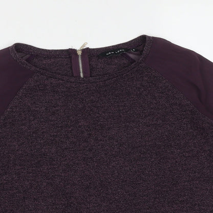 New Look Womens Purple Round Neck  Polyester Pullover Jumper Size 6