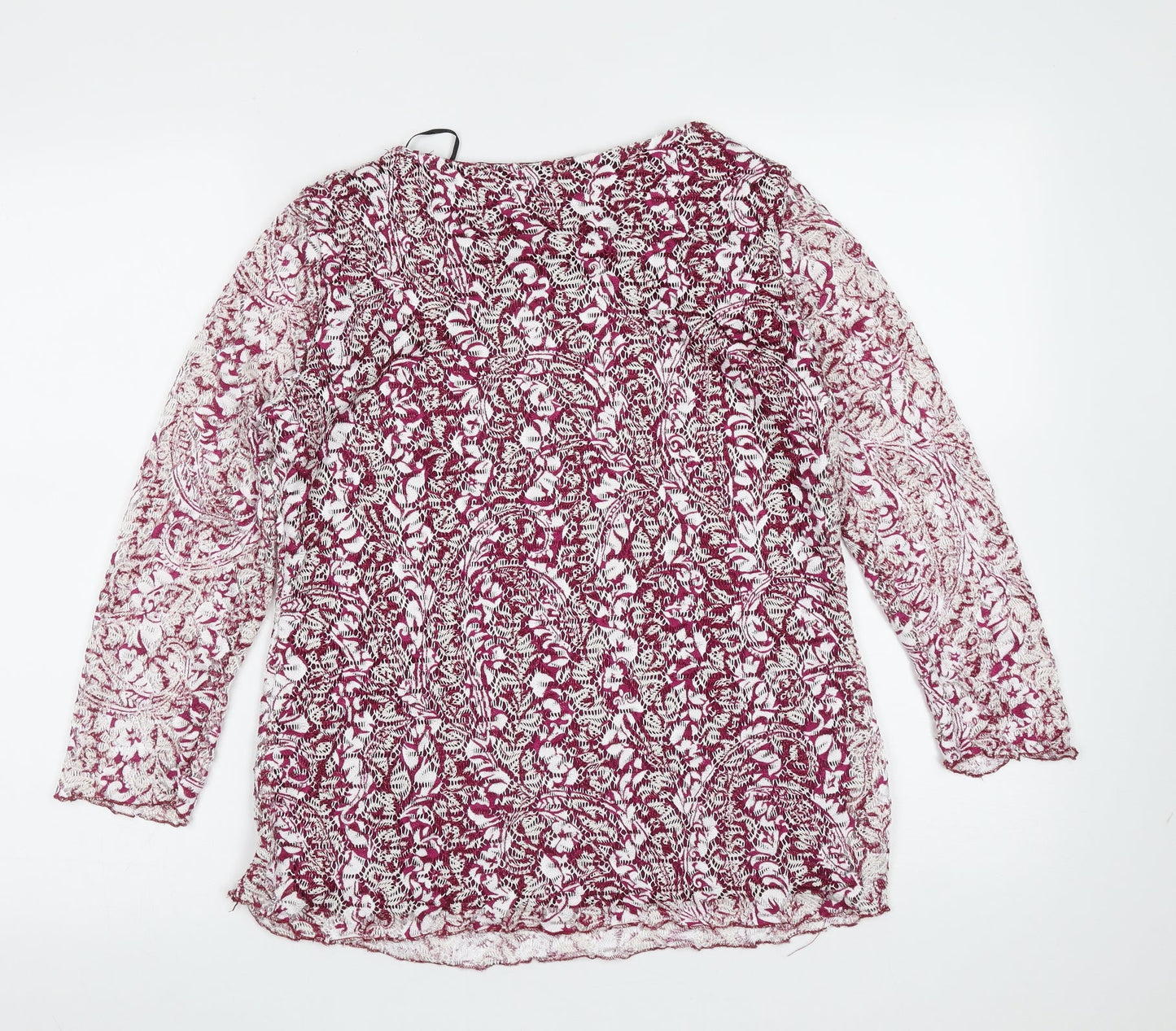 FOREVER 21 Womens Purple Geometric Polyester Basic Blouse Size M Round Neck