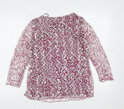 FOREVER 21 Womens Purple Geometric Polyester Basic Blouse Size M Round Neck