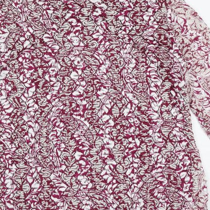 FOREVER 21 Womens Purple Geometric Polyester Basic Blouse Size M Round Neck