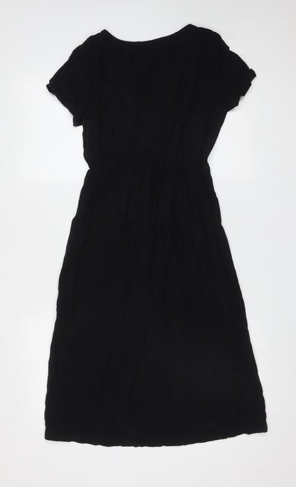 Preworn Womens Black  Polyester Shirt Dress  Size S  V-Neck Button