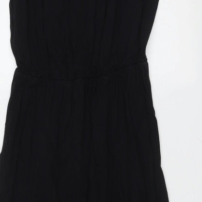 Preworn Womens Black  Polyester Shirt Dress  Size S  V-Neck Button