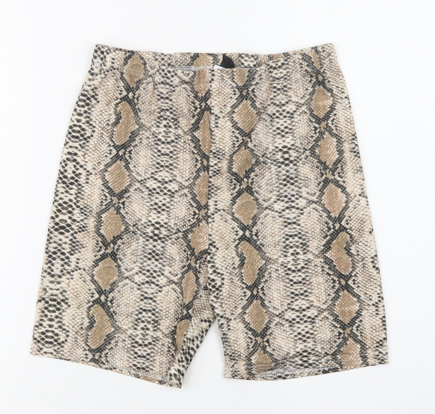 SheIn Womens Beige Animal Print Polyester Compression Shorts Size L L6 in Regular