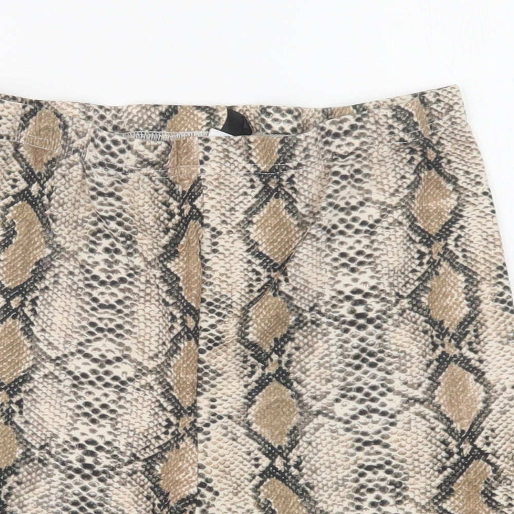 SheIn Womens Beige Animal Print Polyester Compression Shorts Size L L6 in Regular