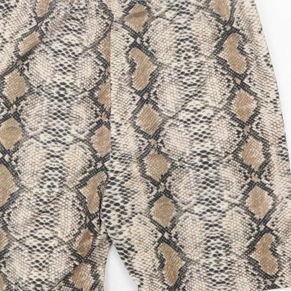 SheIn Womens Beige Animal Print Polyester Compression Shorts Size L L6 in Regular