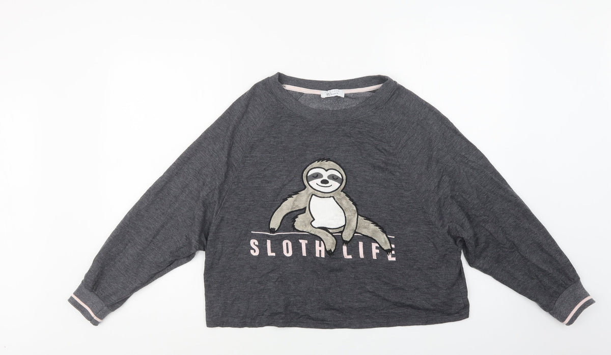 Additional front view of New Look women’s grey polyester top pyjama top, size M, - sloth