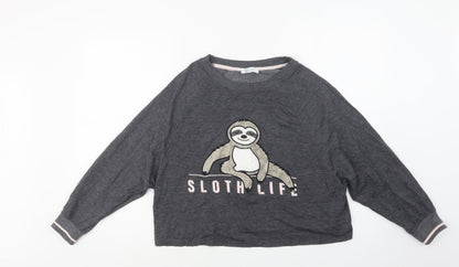 Additional front view of New Look women’s grey polyester top pyjama top, size M, - sloth