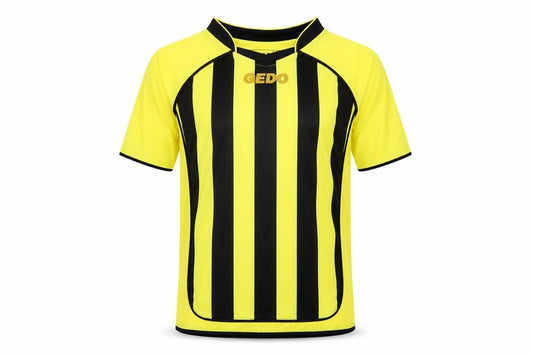 Gedo Mens Yellow Striped Polyester Basic T-Shirt Size XS V-Neck