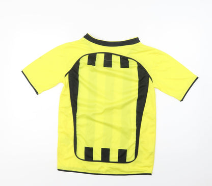 Gedo Mens Yellow Striped Polyester Basic T-Shirt Size XS V-Neck