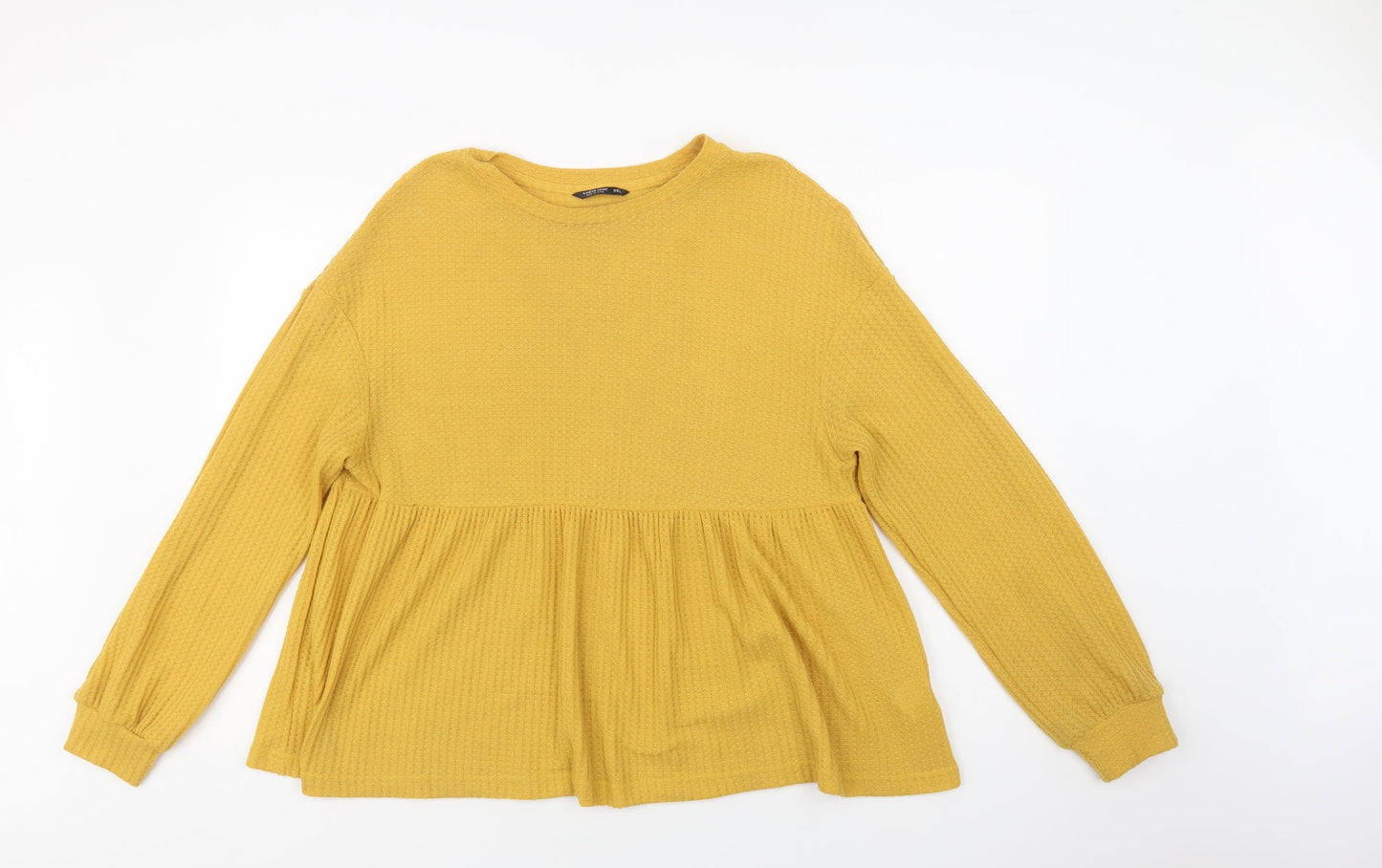 SheIn Womens Yellow  Polyester Basic Blouse Size L Crew Neck