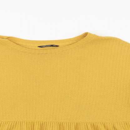 SheIn Womens Yellow  Polyester Basic Blouse Size L Crew Neck