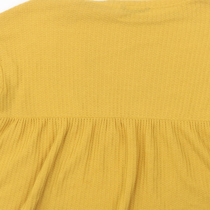 SheIn Womens Yellow  Polyester Basic Blouse Size L Crew Neck