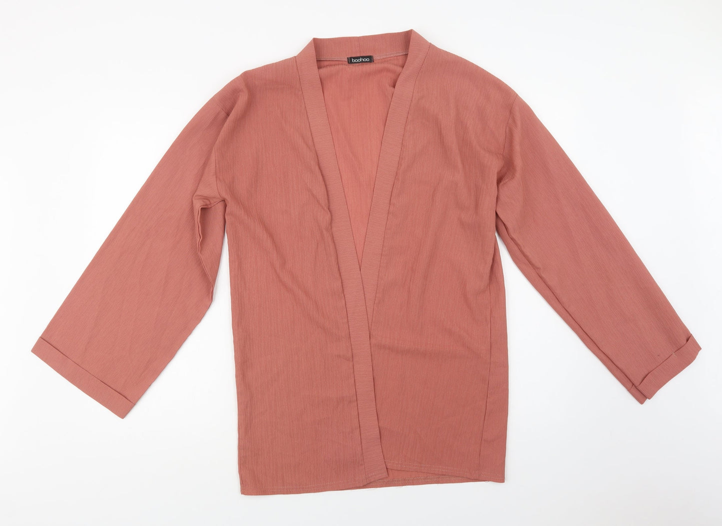 Boohoo Womens Pink  Polyester Kimono Blouse Size L V-Neck