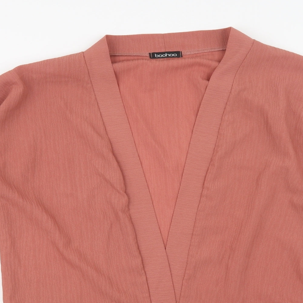 Boohoo Womens Pink  Polyester Kimono Blouse Size L V-Neck