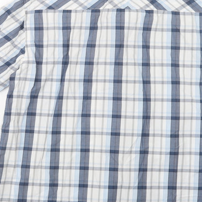 Avenue Mens Blue Check Cotton  Button-Up Size S Collared Button