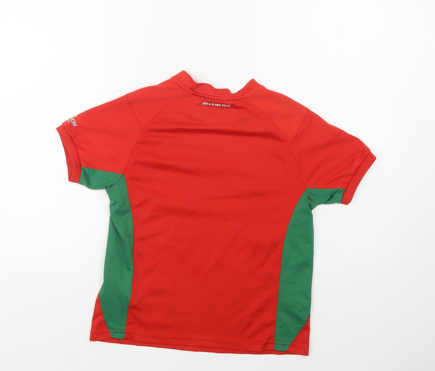 UEFA Boys Red Colourblock Polyester Jersey T-Shirt Size 7-8 Years Crew Neck  - Wales