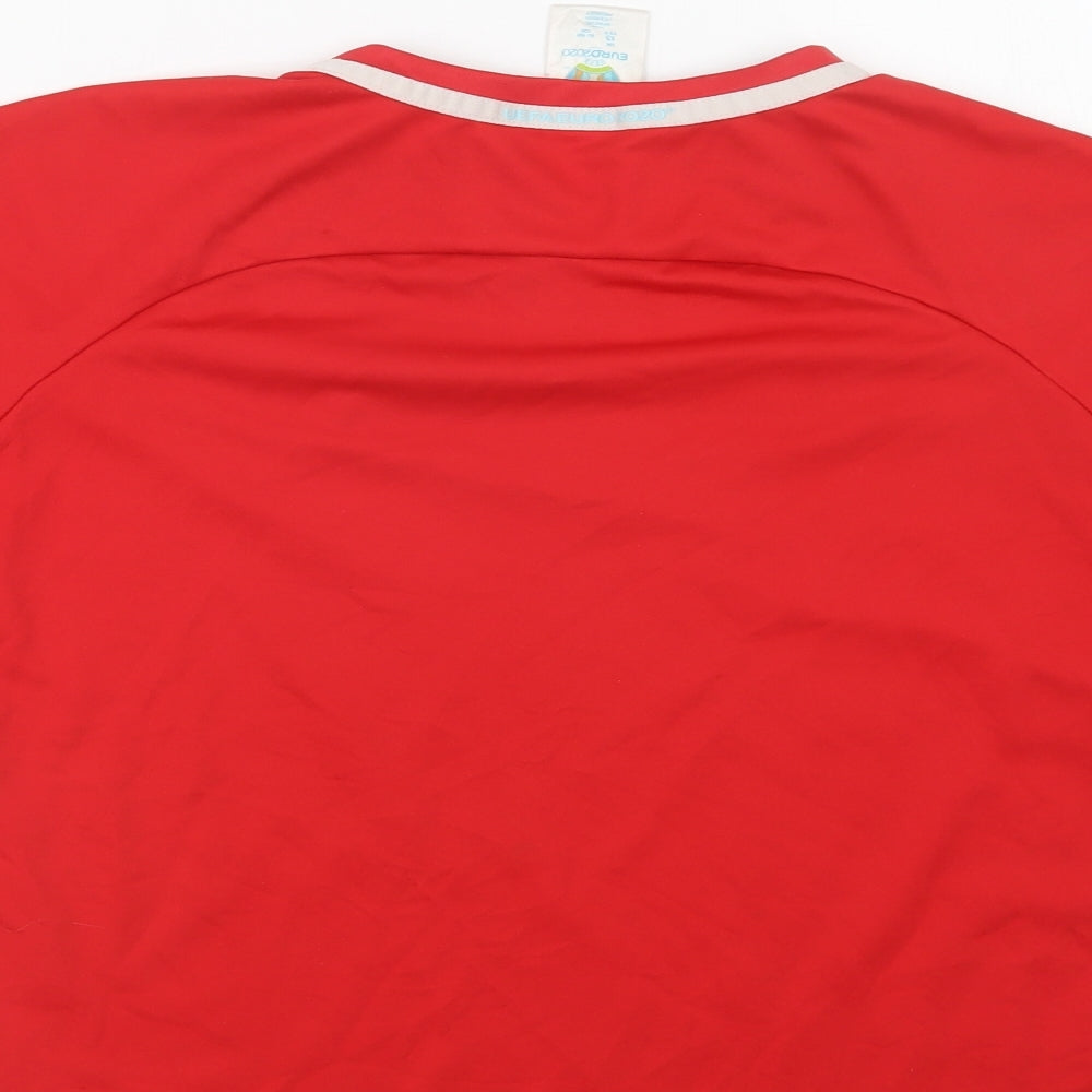 UEFA Boys Red  Polyester Jersey T-Shirt Size 13 Years Crew Neck  - Wales