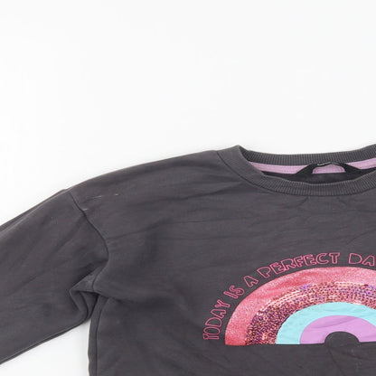 George Girls Grey  Cotton Pullover Sweatshirt Size 8-9 Years   - Rainbow