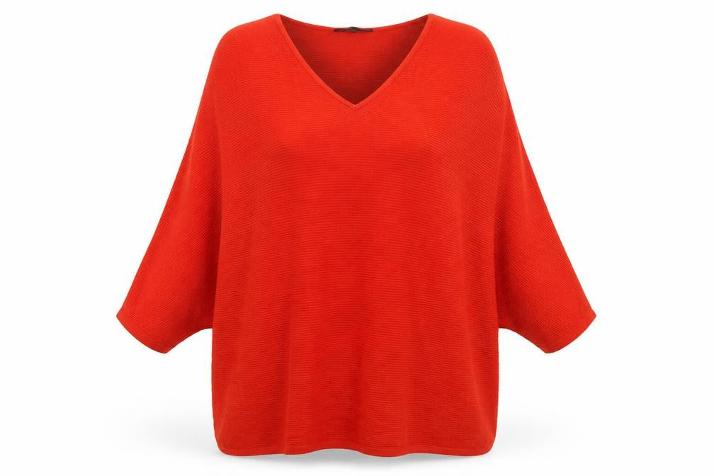 F&F Womens Red V-Neck  Viscose Pullover Jumper Size 12