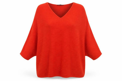 F&F Womens Red V-Neck  Viscose Pullover Jumper Size 12
