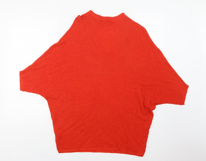 F&F Womens Red V-Neck  Viscose Pullover Jumper Size 12