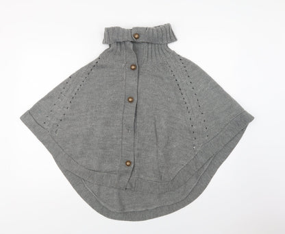 E-vie Womens Grey   Overcoat Poncho One Size  Button