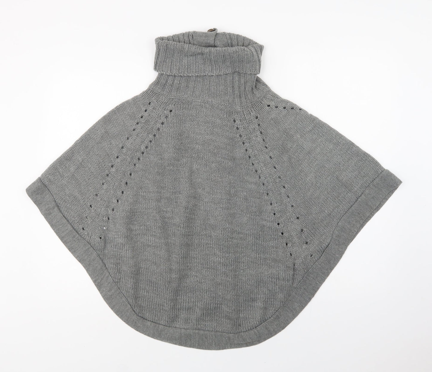 E-vie Womens Grey   Overcoat Poncho One Size  Button