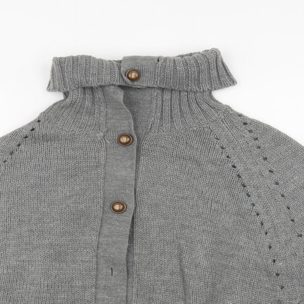 E-vie Womens Grey   Overcoat Poncho One Size  Button