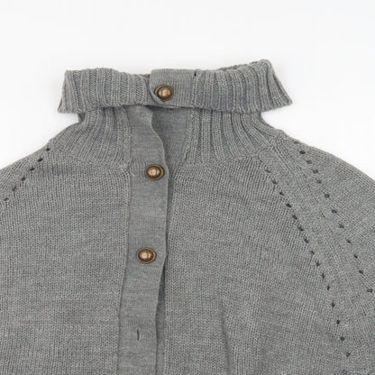 E-vie Womens Grey   Overcoat Poncho One Size  Button