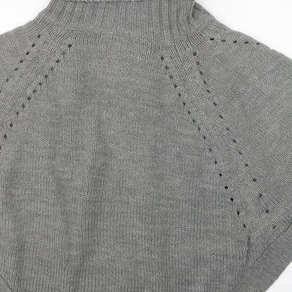 E-vie Womens Grey   Overcoat Poncho One Size  Button