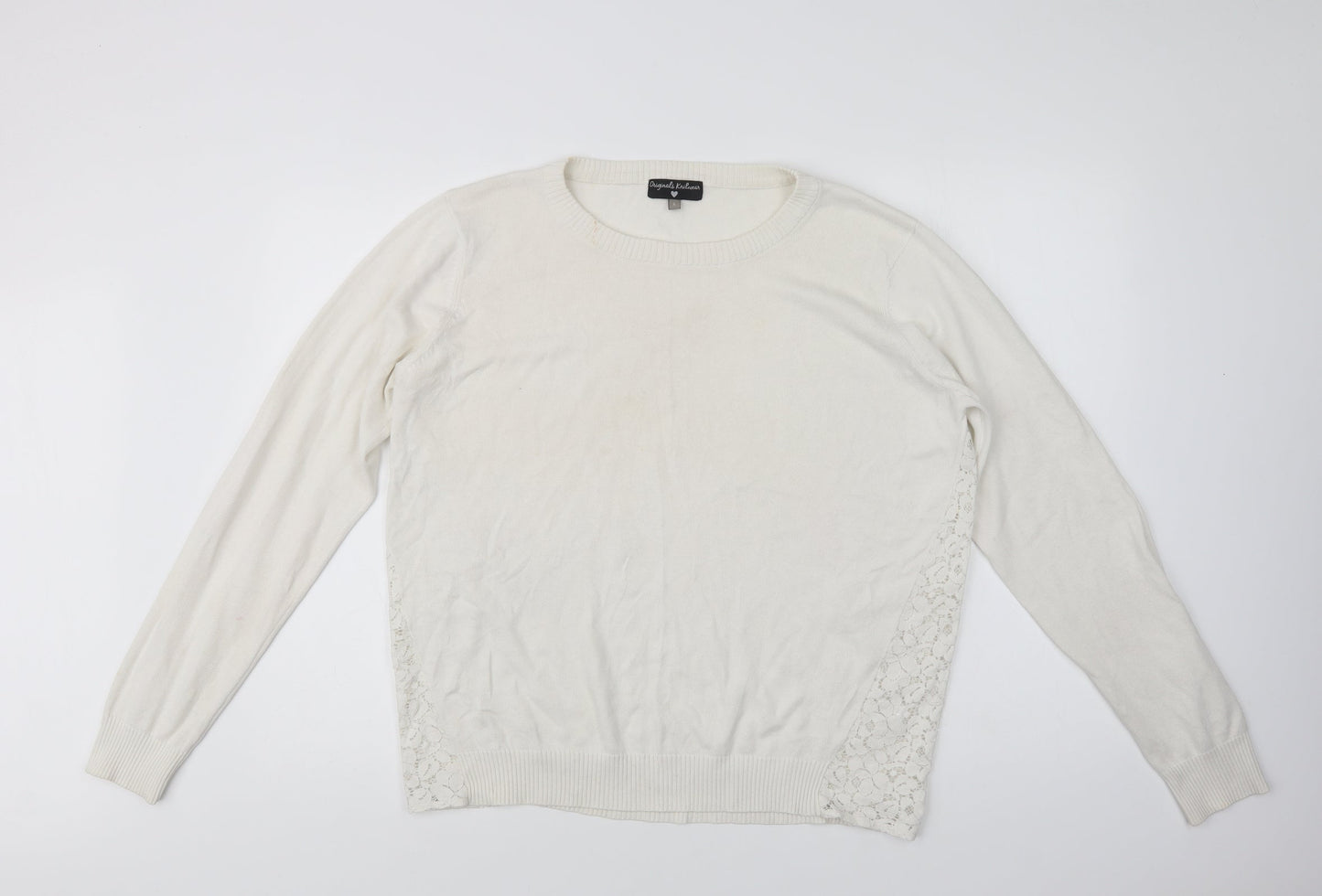 Womens UK Size L Originals Knitwear White Pullover Jumper