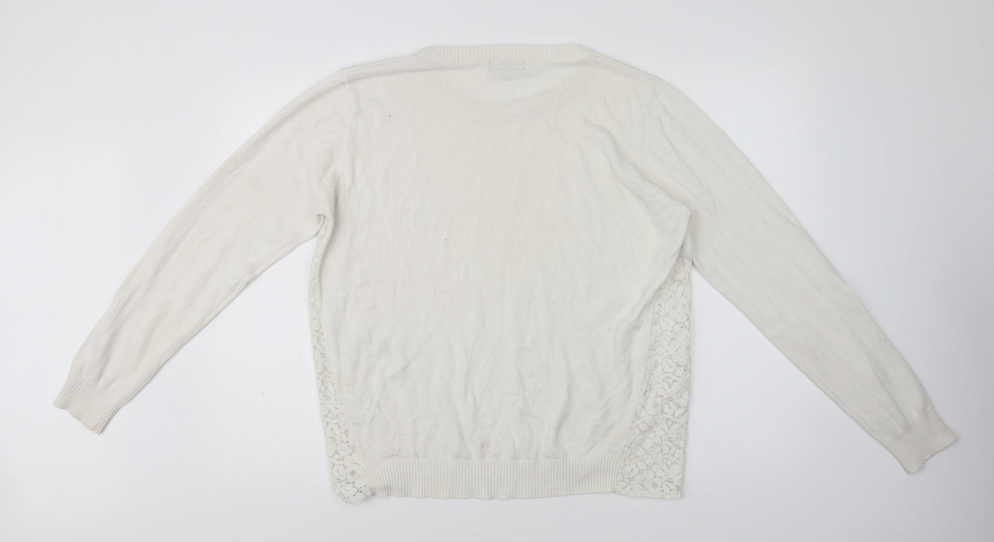 Womens UK Size L Originals Knitwear White Pullover Jumper