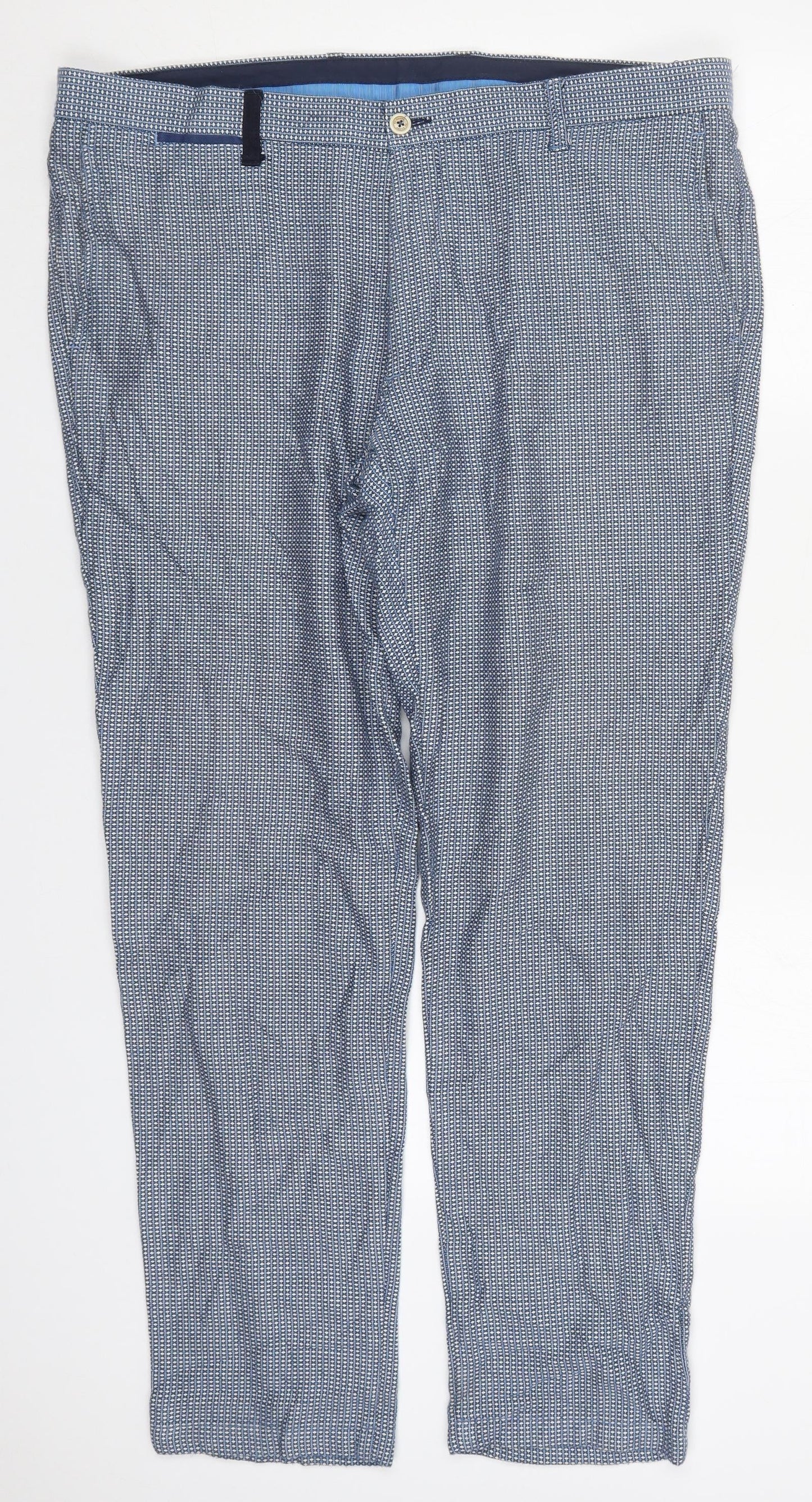 El Ganso Womens Blue Geometric Cotton Trousers  Size 20 L30 in Regular Button