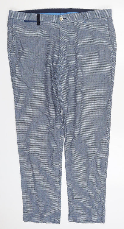 El Ganso Womens Blue Geometric Cotton Trousers  Size 20 L30 in Regular Button
