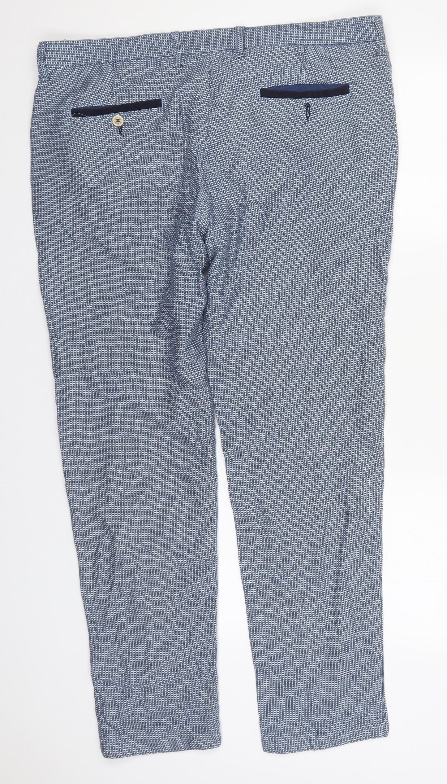 El Ganso Womens Blue Geometric Cotton Trousers  Size 20 L30 in Regular Button