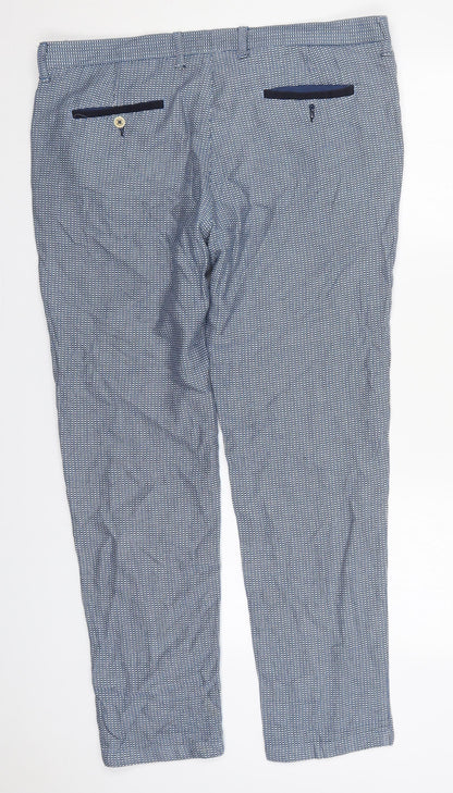 El Ganso Womens Blue Geometric Cotton Trousers  Size 20 L30 in Regular Button