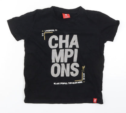 LFC Boys Black  Cotton Basic T-Shirt Size 7-8 Years Crew Neck Pullover - Champions